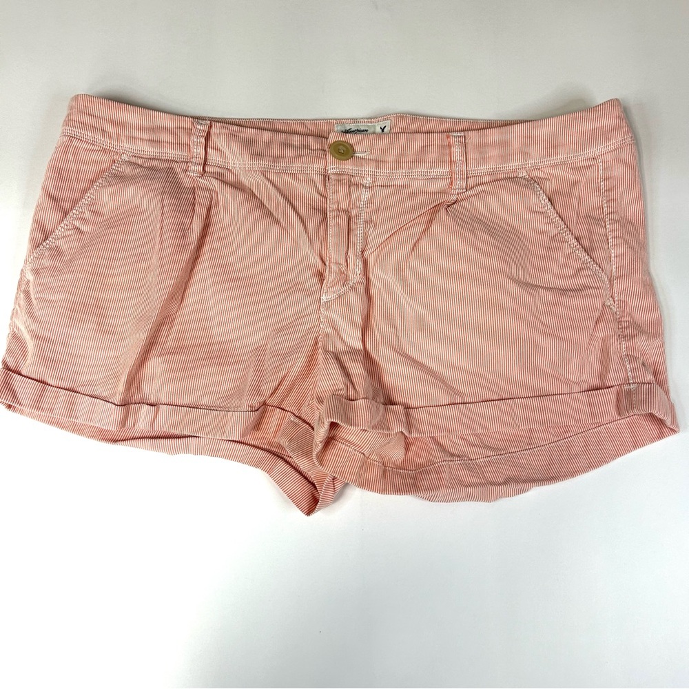 Y2K American Eagle Women’s Size 12 Short Shorts Chino Pink White Striped #2624